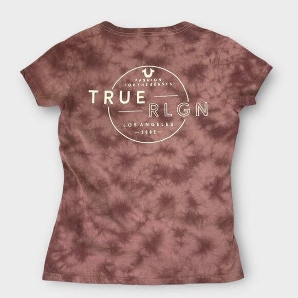 NWT True Religion Womens Tie-Dye Foil V-Neck Tee - Picture 5 of 10